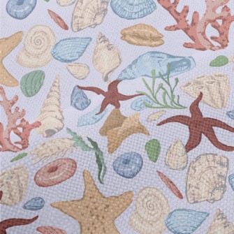 Hand Drawn Starfish Coral Shel Performance Linen
