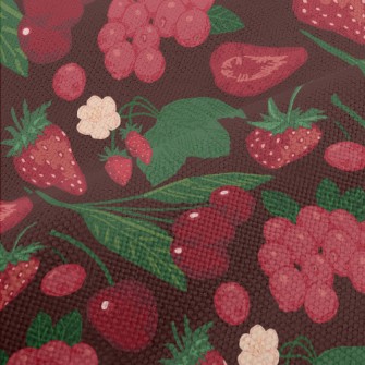Red Strawberry Cherry Berries Performance Linen