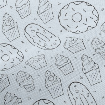 Hand Drawn Ice Cream And Donut Performance Linen