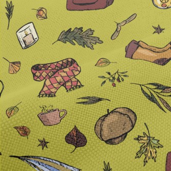 Autumn Maple Leaves And Hot Te Performance Linen