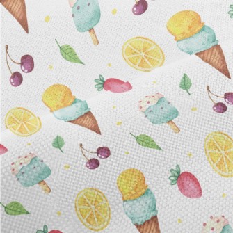 Hand Drawn Ice Cream With Stra Performance Linen