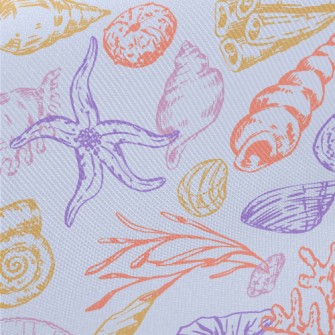 Color Lines Starfish Shells Se Twill