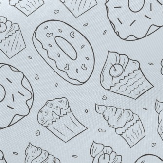 Hand Drawn Ice Cream And Donut Twill