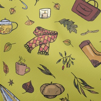 Autumn Maple Leaves And Hot Te Dobby