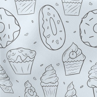 Hand Drawn Ice Cream And Donut Stretch Ponte