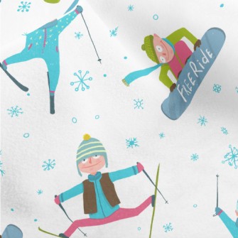 Boy Skiing In Winter Micro Fleece