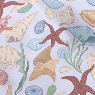 Hand Drawn Starfish Coral Shel Micro Fleece