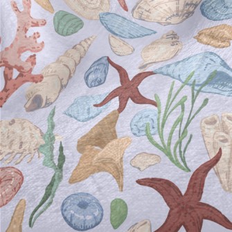 Hand Drawn Starfish Coral Shel Minky