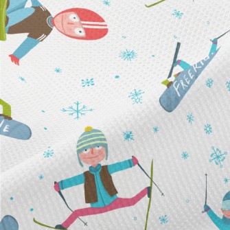 Boy Skiing In Winter Piqué