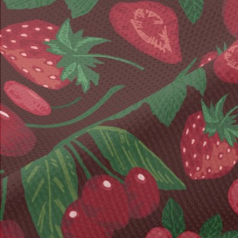 Red Strawberry Cherry Berries Piqué