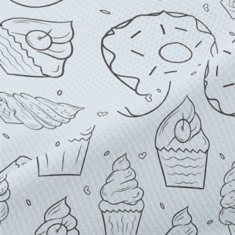 Hand Drawn Ice Cream And Donut Piqué