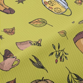 Autumn Maple Leaves And Hot Te Piqué