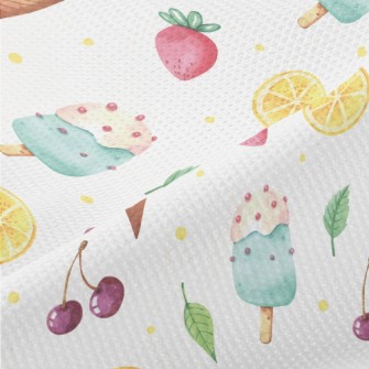 Hand Drawn Ice Cream With Stra Piqué