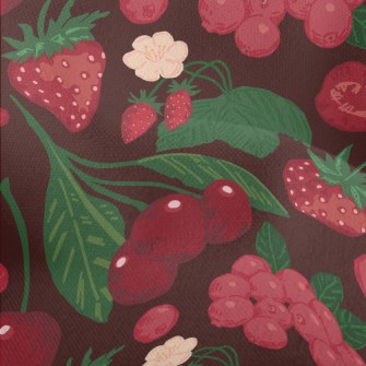 Red Strawberry Cherry Berries Lightweight Performance Linen