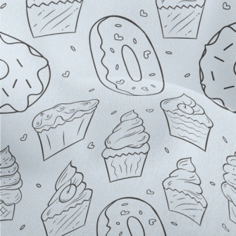 Hand Drawn Ice Cream And Donut Lightweight Performance Linen