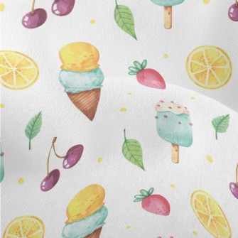 Hand Drawn Ice Cream With Stra Lightweight Performance Linen
