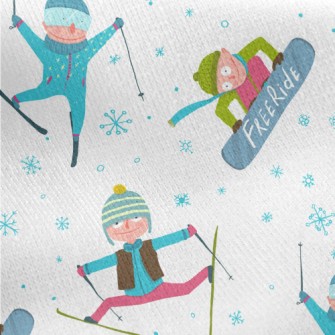 Boy Skiing In Winter Jersey Backed Fleece