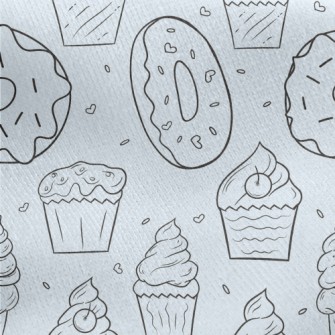 Hand Drawn Ice Cream And Donut Jersey Backed Fleece