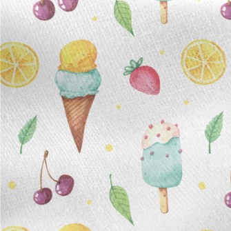 Hand Drawn Ice Cream With Stra Jersey Backed Fleece
