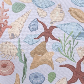 Hand Drawn Starfish Coral Shel Pongee