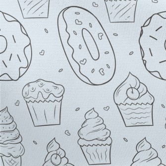 Hand Drawn Ice Cream And Donut Pongee