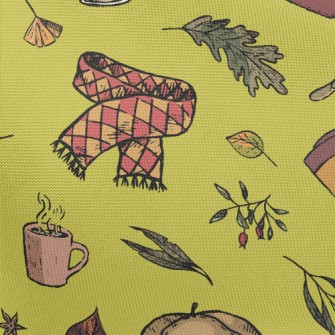 Autumn Maple Leaves And Hot Te Pongee