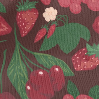 Red Strawberry Cherry Berries Stretch Jersey
