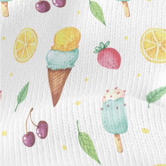 Hand Drawn Ice Cream With Stra Stretch Jersey