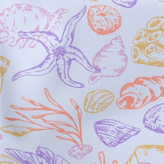 Color Lines Starfish Shells Se Lightweight Cotton Poplin