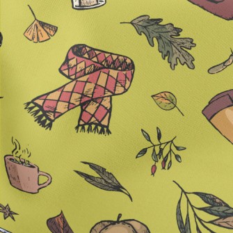 Autumn Maple Leaves And Hot Te Lightweight Cotton Poplin