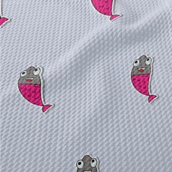 Cartoon Fish Stickers Birdseye Piqué