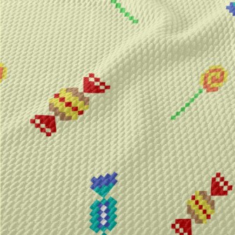 Cartoon Pixel Candy Birdseye Piqué