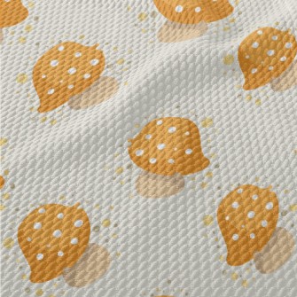 Hand Drawn Yellow Mushrooms Birdseye Piqué