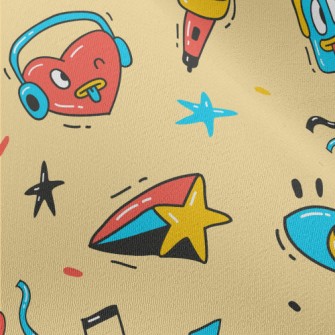 Hand Drawn Party Doodles Chiffon