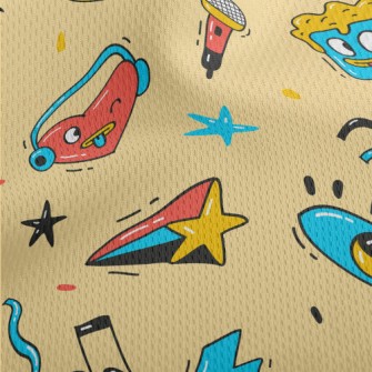 Hand Drawn Party Doodles Athletic Mesh Flat Back