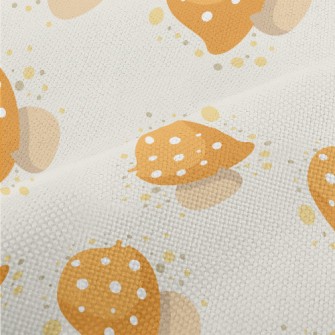 Hand Drawn Yellow Mushrooms Performance Linen