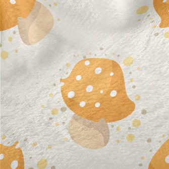 Hand Drawn Yellow Mushrooms Minky