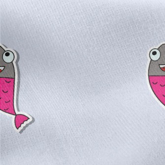 Cartoon Fish Stickers Jersey Backed Fleece