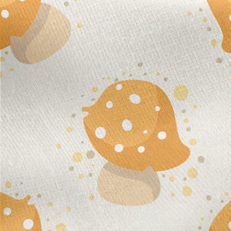 Hand Drawn Yellow Mushrooms Jersey Backed Fleece