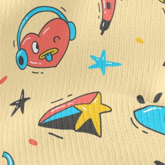 Hand Drawn Party Doodles Stretch Jersey