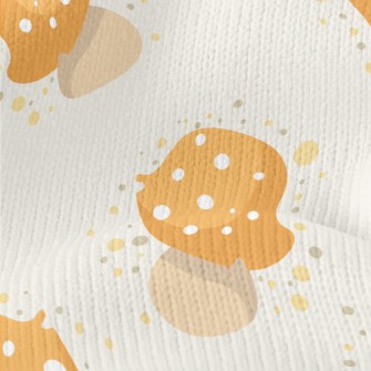 Hand Drawn Yellow Mushrooms Stretch Jersey