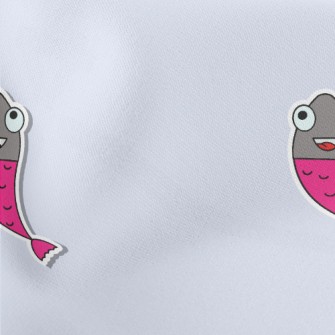 Cartoon Fish Stickers Lightweight Cotton Poplin