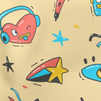 Hand Drawn Party Doodles Lightweight Cotton Poplin