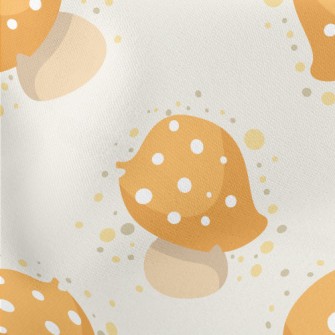 Hand Drawn Yellow Mushrooms Lightweight Cotton Poplin