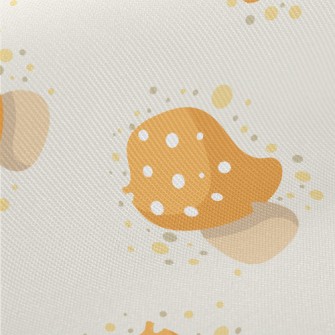 Hand Drawn Yellow Mushrooms Midweight Cotton Poplin