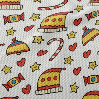 Hand Drawn Cartoon Christmas Birdseye Piqué