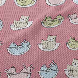 Colorful Playing Cats Birdseye Piqué