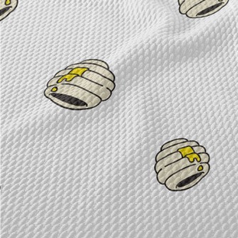 Hand Drawn Cartoon Honeycomb Birdseye Piqué