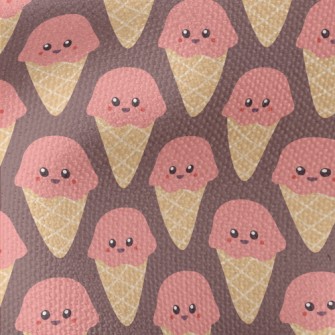 Smiling Strawberry Ice Cream Waterproof Canvas