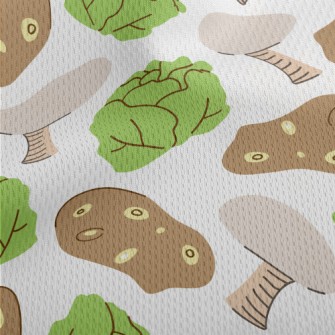 Cabbage, Potato, And Mushroom Athletic Mesh Flat Back